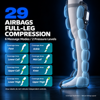 Masseur de jambes à compression d'air à 3 canaux avec 29 airbags, 6 modes, double pression, pour bottes, pieds, mollets, cuisses, approuvé CE FCC RoHS