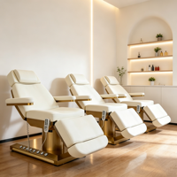 Fauteuil de Beauté Électrique avec Base Dorée, 4 Moteurs, Lit Facial Inclinable, Chaise Esthétique pour Tatouage, Utilisation en Salon, Spa, Clinique