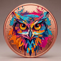 Pièce de monnaie en cuivre pur 999 de 1 oz, style artistique décoratif peint en relief, édition de collection UV 3D, thème animalier