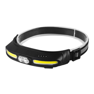 Lampe frontale LED COB à double source lumineuse, batterie rechargeable 800mAh, noire, pour cyclisme en extérieur, course nocturne, lampe frontale haute intensité - Product Image 1