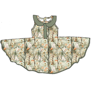 Vestido de Niña con Cuello Peter Pan de Seda de Leche, Vestido sin Mangas con Estampado Personalizado para Niñas Pequeñas - Product Image 5