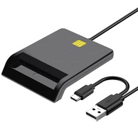 Lector de Tarjetas 2 en 1 con Conector USB A/Tipo C, Lector de Tarjetas Inteligentes con Chip IC CAC (Estándar IOS7816 para Tarjetas IC)