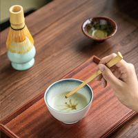 Kit de kit de matcha en bambou fait à la main accessoires de thé louche à thé en bambou fouet Matcha Chasen avec support en céramique