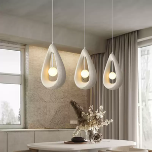 <strong>Designer</strong> Hanging Chandeliers Wabi-sabi Style Bedroom <strong>Lighting</strong> <strong>Fixtures</strong> Adjustable Height LED Lights with Dimmer Iron Frame - Product Image 3