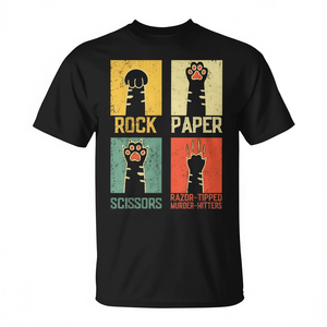 Camiseta Retro Rock Paper Scissors Paw Humor Cat Meme, unisex, talla para adultos S M L XL XXL - Product Image 2