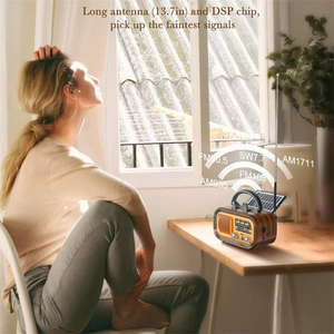 Radio Retro con Bluetooth, FM/AM, Energía Solar, Altavoz, Batería de 1200mAh, 1W de Potencia, Color Marrón, Portátil, Carga Solar - Product Image 3
