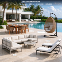 Ensemble salon extérieur en teck, canapé en bois massif, table basse, mobilier nordique pour jardin, balcon, hôtel, villa