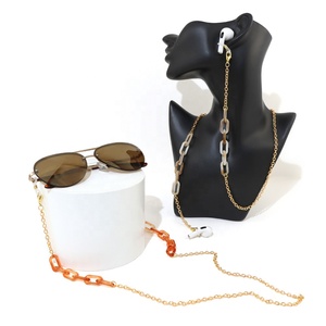Elegante eslabón dorado para gafas de sol, cordón para gafas, cordón acrílico para enmascarar con soporte para correa de cadena, accesorios decorativos para gafas - Product Image 5