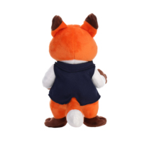 Peluche renard avec gilet bleu marine et nœud papillon jaune, logo personnalisé, mascotte d'entreprise, poupée renard en peluche, souvenir d'hôtel, cadeau d'entreprise