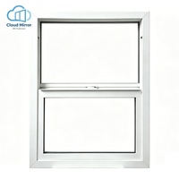 Fenêtre à double battant en PVC, fenêtre coulissante verticale en vinyle pour la rénovation de maisons résidentielles et de villas