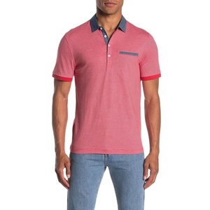 Motif solide 100% coton tricoté col blanc pour hommes pour polo 210 grammes tissu poids contraste couleur - Product Image 1