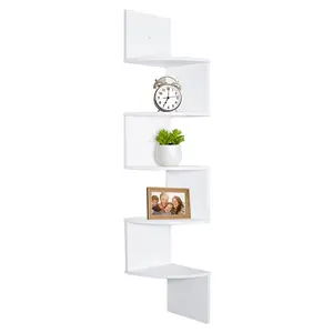 Tự làm màu trắng phòng tắm nổi góc kệ bền <span class=keywords><strong>MDF</strong></span> Laminate tường kệ 7.75 "L x 7.75" W x 48.5 "H - Product Image 1