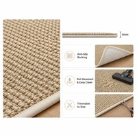 Tapis d'entrée en sisal tissé robuste, grand format, minimaliste, en fibres naturelles durables, pour buanderie et couloir