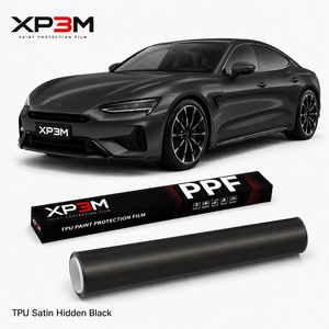 ฟิล์มหุ้มรถยนต์ XP3M สีดำด้านแบบซ่อนเร้น วัสดุ TPU สีดำด้านแบบซาติน ความหนา 7.5 มิล ฟิล์มหุ้มรถยนต์สีดำด้านแบบซาติน ฟิล์มซาตินสีดำด้านแบบเปียก - Product Image 1