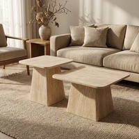 Table basse carrée en marbre crème français, style créatif, pour salon, en pierre naturelle, petite table de salon
