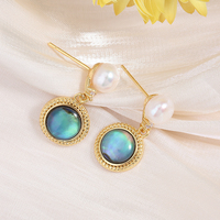 Boucles d'oreilles de luxe micro-incrustées en argent 925, forme baroque, avec perles d'eau douce naturelles et coquillages d'ormeau, qualité AA blanche