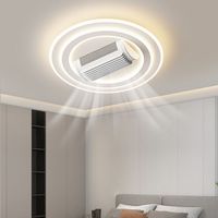 Ventilateur de plafond moderne sans pales ultra-mince avec télécommande et éclairage LED 6 vitesses pour salon et chambre à coucher