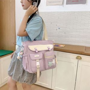 Sac fourre-tout en toile élégant et tendance, grande capacité, pour étudiants, décontracté, à bandoulière, multi-poches - Product Image 5