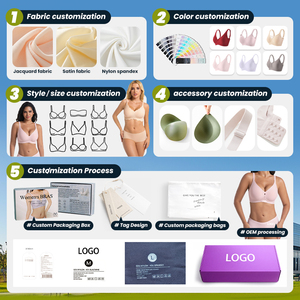Reggiseno Intimo Donna con Bordo in Pizzo Floreale, Spalline Sottili Regolabili a Y, Chiusura Frontale, Taglie Grandi, per Commercio Transfrontaliero - Product Image 6