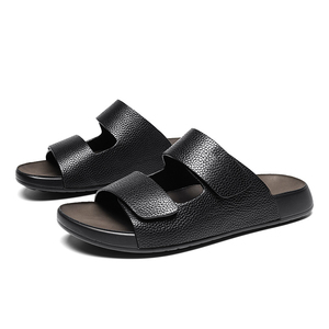 Nouvelle promotion exceptionnelle au centre commercial : Sandales décontractées pour hommes en cuir véritable, dessus en cuir de vachette, pantoufles d'été pour la plage, marque célèbre - Product Image 6