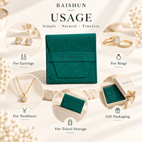 Pochette enveloppe personnalisée OEM ODM avec logo, petite, en microfibre de daim synthétique vert émeraude, avec rabat frontal pour emballage cadeau de bijoux