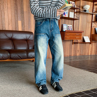 Jeans décontractés bleus de haute qualité, nouvelle tendance, pour hommes, coupe ample et polyvalente, pantalon décontracté tendance