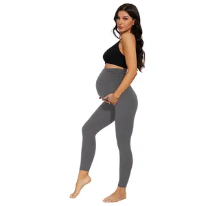 Legging ibu hamil celana hamil untuk wanita hamil peregangan mulus sentuh kasual kustom pinggang tinggi aktif pakaian melar