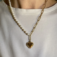 Collier en perles d'eau douce personnalisable, chaîne en acier inoxydable plaqué or 18 carats, bijou cadeau pour femme, Perlenkette