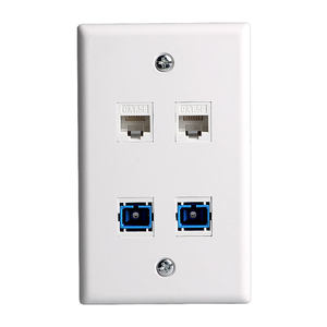SETO amerikan CAT5E RJ45 ağ bilgisayar soketi yüz paneli dört portlu beyaz fırça duvar paneli ile SC flanş çoğaltıcı Fiber optik - Product Image 3
