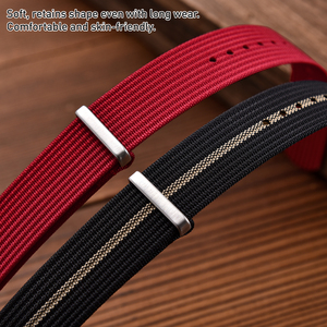 주롱 프리미엄 스트라이프 나일론 스트랩, 18mm 20mm 22mm 맞춤형 일체형 골지 나일론 시계줄 - Product Image 3