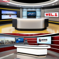 Forme ronde LED Acrylique BBC Broadcast Desk Grand angle Superbe TV News Reception Desks