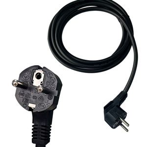 El-20z Power Cable 2m Black Schuko Plug Type F 250V Copper Conductor PVC Insulation Fluid Resistant - Product Image 1