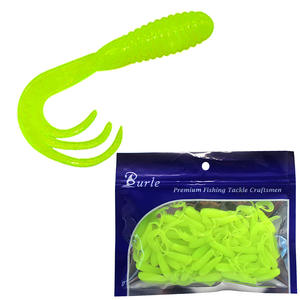 20 pièces/sac Leurre souple TPR en forme de ver à queue unique pour la pêche au saumon, au brasier et en rivière 50mm Cuivre - Product Image 2