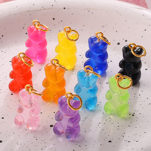 Colgante de oso de resina de colores mixtos para hacer collares, accesorios de joyería DIY - Product Image 1