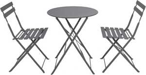 Ensemble table basse et chaises pliantes en métal moderne, revêtement poudré imperméable, mobilier d'extérieur pour appartement et salle d'attente - Product Image 3