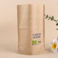 Sacs d'emballage alimentaire refermables en kraft brun personnalisables, entièrement compostables et biodégradables, pour le sucre, impression offset