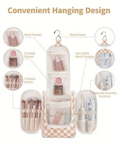 Hanging Toiletry <b>Bag</b> for Women Checkered Travel Makeup <b>Bag</b> Organizer Cosmetic Make up Toiletries <b>Bag</b> - Product Image 2