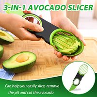 Lot de 2 coupe-avocats manuels 3-en-1 : trancheur, dénoyauteur et éplucheur, lavable au lave-vaisselle, outil de préparation culinaire multifonctionnel