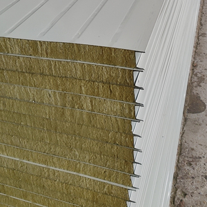 Tablero de <span class=keywords><strong>aislamiento</strong></span> de pared de sándwich de lana de roca ecológico ignífugo moderno, placa de Metal para habitación refrigerada, precio de fábrica - Product Image 1