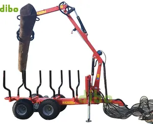 Log Crane dengan Hidrolik Kayu Log Grapple Trailer Mounted Crane Profesional Self Contained ATV Timer Hidrolik Log Crane