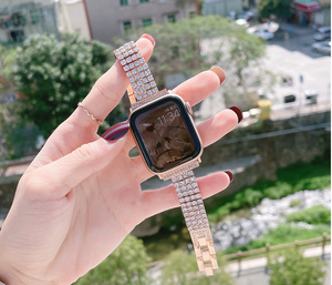 <span class=keywords><strong>Bracelet</strong></span> de montre en acier inoxydable pour <span class=keywords><strong>femme</strong></span>, compatible avec <span class=keywords><strong>Apple</strong></span> <span class=keywords><strong>Watch</strong></span>, serti de diamants de luxe, pour modèles 38, 40, 41, 42, 44, 45, 49 mm - Product Image 2