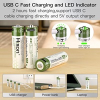Batterie au lithium rechargeable AA de haute qualité Hixon J1052 modèle 1,5 V 3000 mWh, charge rapide USB type C, certifiée CE, 8 piles