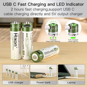 Chất lượng cao hixon 1.5V AA Lithium có thể sạc lại pin 3000mwh USB và C loại sạc nhanh 8 cái Pin Kit - Product Image 4