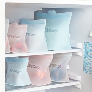 Saco Reutilizável de Silicone de Grau Alimentício Personalizável e Durável com Fecho Zip para Armazenamento na Cozinha, <span class=keywords><strong>Freezer</strong></span> e Lava-Louças - Product Image 1