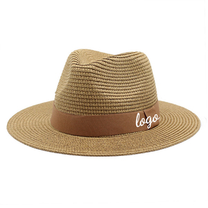 Tùy chỉnh in thêu logo sự kiện hoạt động Fedora bãi biển <span class=keywords><strong>hat</strong></span> mềm Panama Visor mũ rơm với biểu tượng tùy chỉnh - Product Image 1