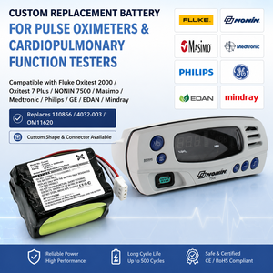 Paquete de Baterías CPET Personalizado para Fluke Oxitest <span class=keywords><strong>NONIN</strong></span> 7500, Masimo Radical 7, Medtronic, Philips, GE, EDAN, Baterías de Iones de Litio y Ni-MH OEM - Product Image 2