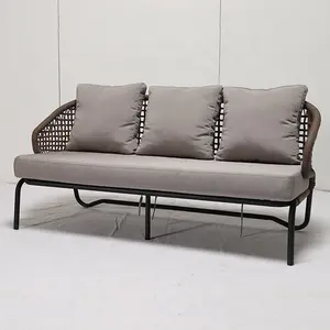 Almofadas sofá cinza claro à prova d'água, para jardim, 3 lugares, para móveis ao ar livre