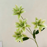 Bunga Lily 3D Simulasi Kelopak Ganda 4 Buah, Dekorasi Pernikahan, Rangkaian Bunga Ruang Tamu