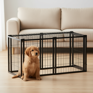 Jaula para perros con patrón sólido, de 47.2 pulgadas, de alambre de acero negro, para perros pequeños y medianos, gatos, uso en interiores, rectangular, con recubrimiento en polvo. - Product Image 2
