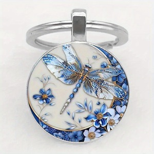 Fashion Dragonfly Keychain Pendant Bag Accessories Blue Metal Key Ring for Girlfriend